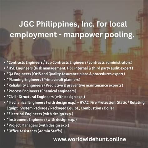 Manpower Pooling Jobs in Philippines .